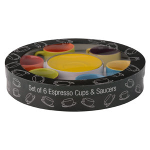 Set of 6 Harlequin Espresso Cups & Saucers