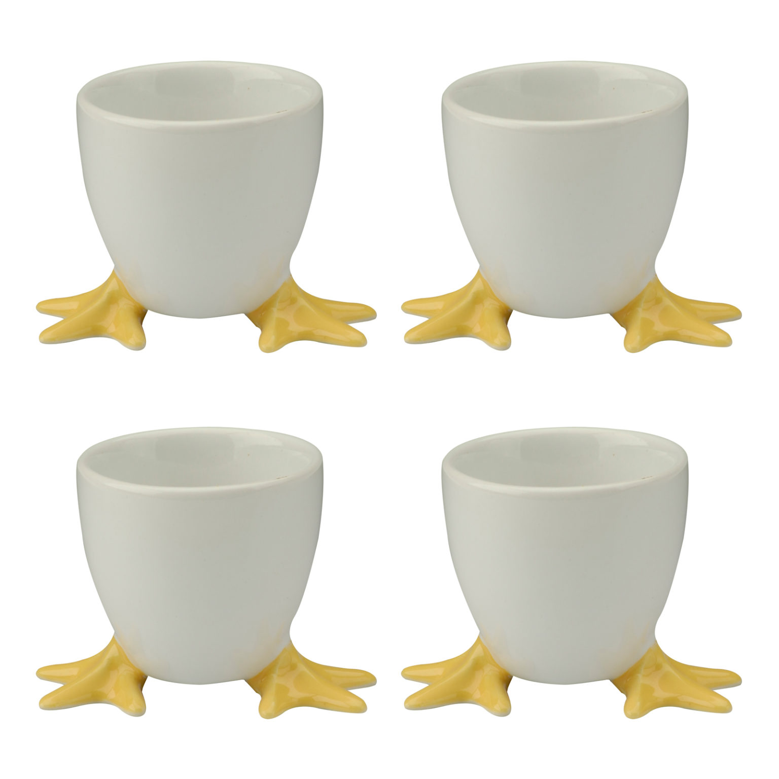 Set Of 4 Chicken Feet Egg Cups With Yellow Feet The Drh Collection