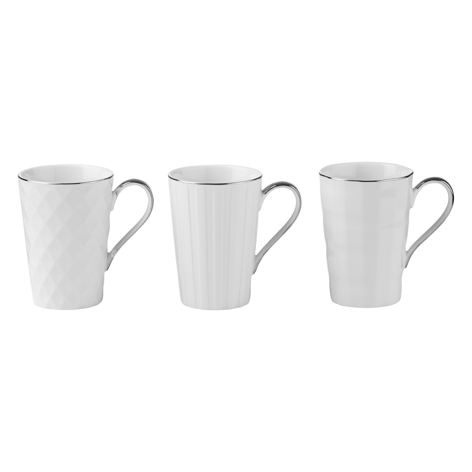 Set of 3 Lux Mugs Silver