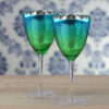 Set of 2 Peacock Wine Glasses