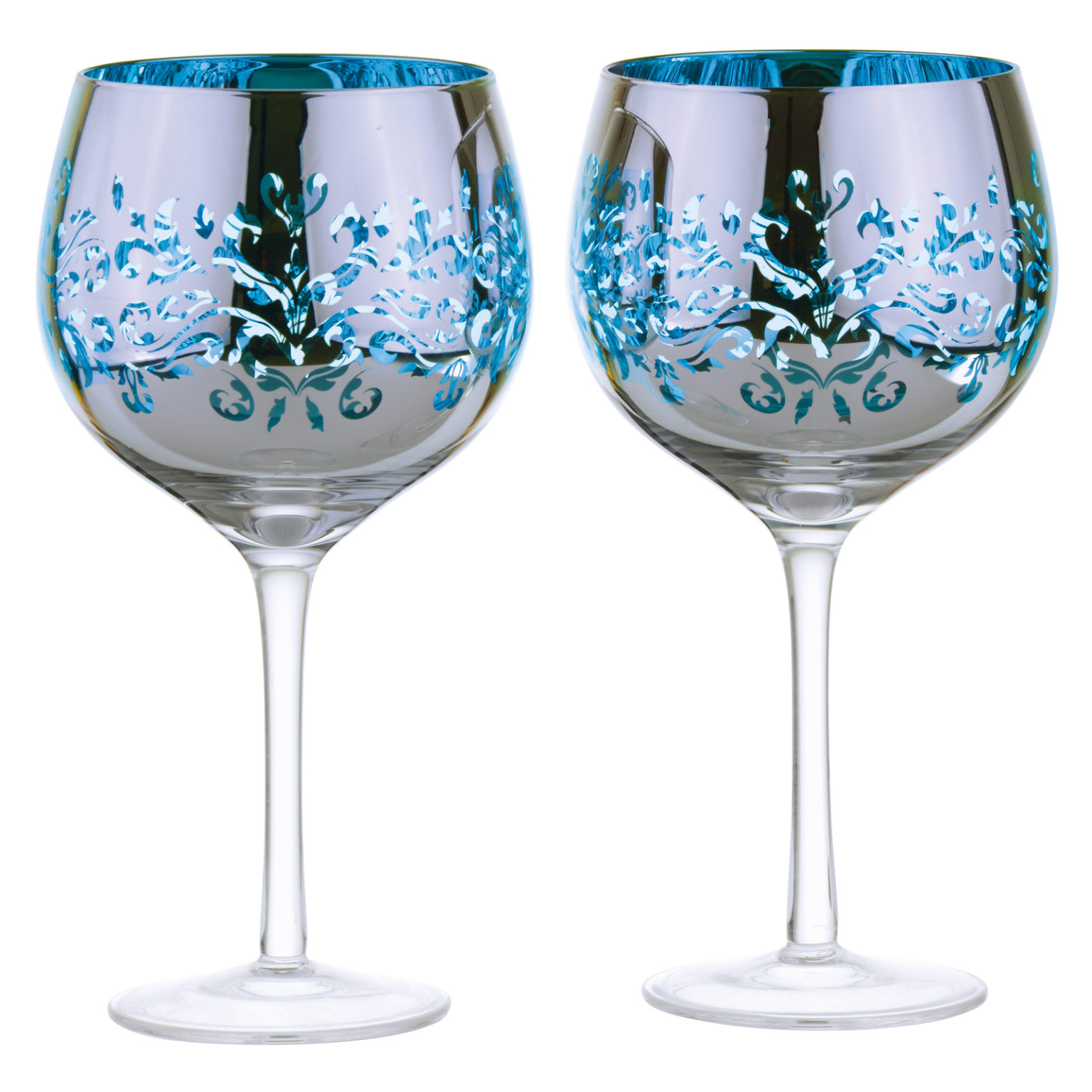 Set Of 2 Filigree Gin Glasses Blue The Drh Collection
