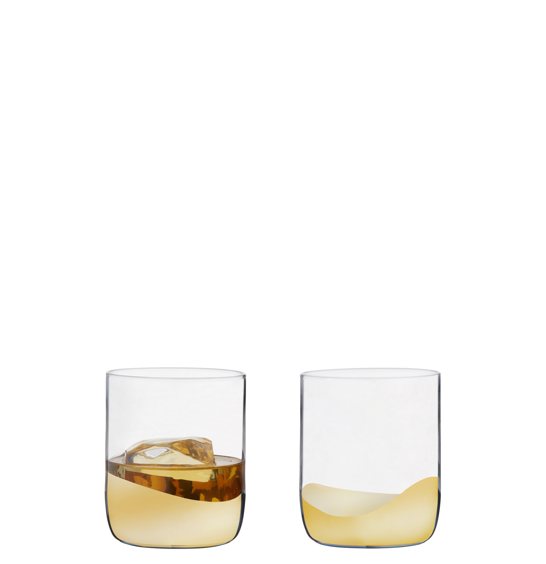 Set of 2 Wave Wine Glasses Gold